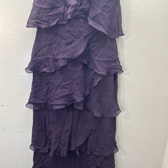 Daymor Couture 3451 Embellished Halter Layered Evening Dress Purple Silk SZ 10 - Picture 4 of 12